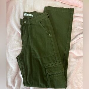 zara olive green cargo pants size 2 excellent used condition like new